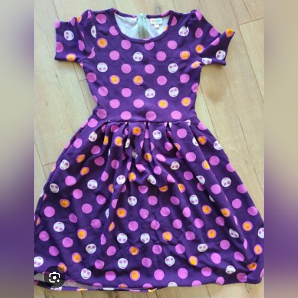 Lularoe Nightmare Before Christmas Purple Polka Dot Dress